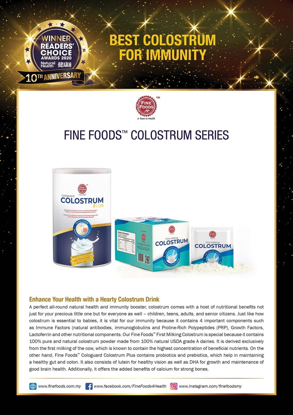 Fine Foods Colostrum Series NH Award Winning 2020