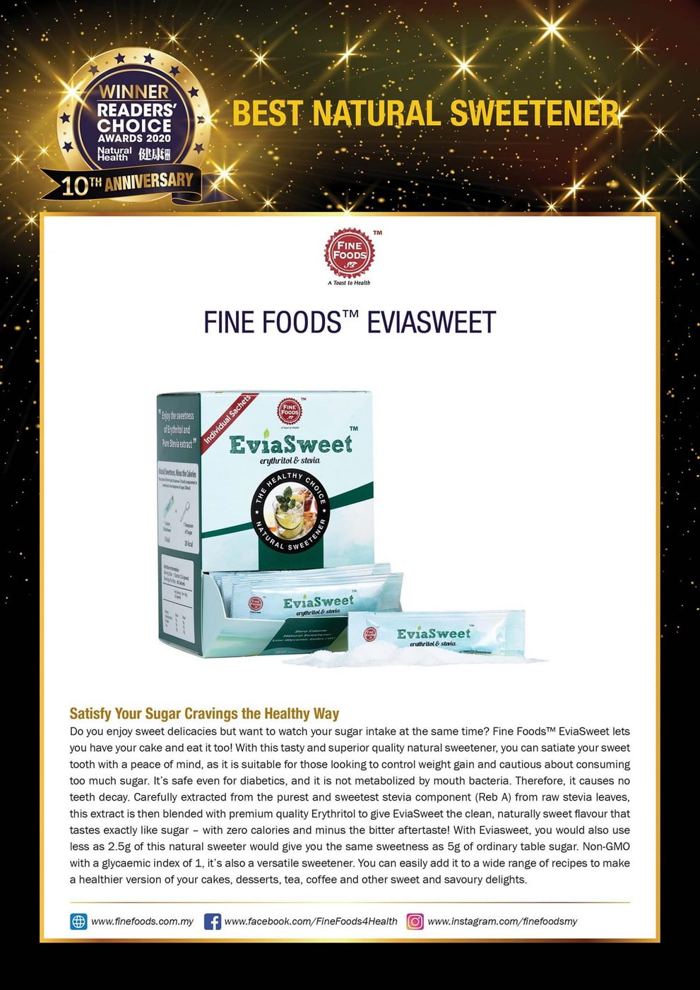Fine Foods EviaSweet NH Award Winning 2020